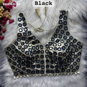 Blusa sin mangas con cuello en V, preformada, con adornos de Gota, pedrería de espejo y ribete Kodi, lista para usar, ideal para fiestas. Proveedor de Surat. - Product Image 4