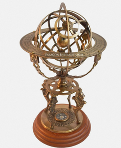 Esfera Armilar de Latón Antiguo Fundido, Decoración de Escritorio de Metal, Escultura de Globo Astronómico para Biblioteca, Hogar u Oficina - Product Image 1