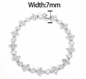 Bracelet papillon en argent 925 avec diamants de laboratoire, taille baguette et ronde, maillons tennis, bijoux de luxe, cadeau - Product Image 6