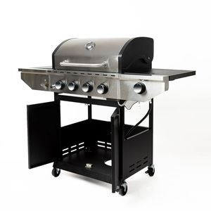 Griglia a Gas propano a 4 fuochi in acciaio inox con termometro a bruciatore laterale per barbecue da campeggio all'aperto - Product Image 2