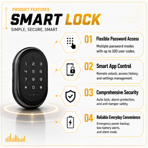 รหัสผ่านป้องกันการแอบดู  ตัวล็อคความปลอดภัยแบบไบโอเมตริกซ์  ทำจากโลหะผสมสังกะสีสีดำ - Product Image 3
