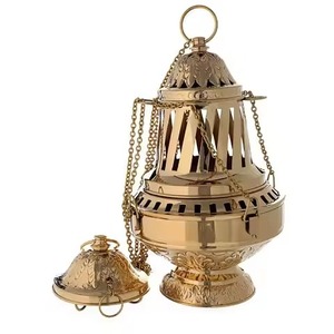 Brass Incense <b>Burner</b> Gold Finish Religious Candle Holder Decorative Design <b>For</b> Meditation And Prayer Room - Product Image 3