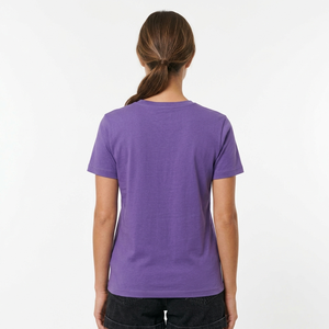 เสื้อยืดผู้หญิง คอโอ แขนสั้น สีม่วง ผ้าฝ้าย 100% สไตล์ลำลอง ยอดนิยม ใส่ได้ทุกวัน รับสกรีนโลโก้ - Product Image 2