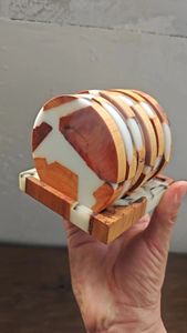 Juego de Posavasos de Resina y Madera con Soporte, Diseño Cuadrado y Redondo, para Tazas de Té, Cristal y Epoxi, Venta al por Mayor - Product Image 3
