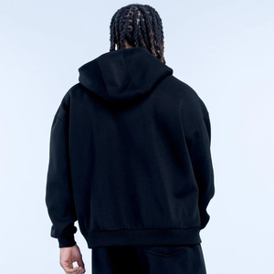 Sudadera con capucha negra personalizada al por mayor, chaqueta de forro polar extragrande unisex, fabricante de ropa de marca privada OEM ODM - Product Image 6