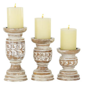 Elegante portavelas de madera, Juego de 3 candelabros de madera de mango personalizados para decoración de granja al por mayor y centros de mesa rústicos - Product Image 1