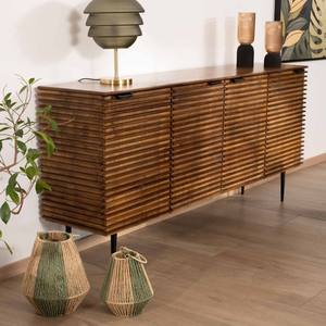 Vandana Crystal Core 4-door <b>sideboard</b> in teak and solid mango wood, 183cm Sheffield - Product Image 2