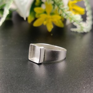 Bague en argent sterling 925 avec monture carrée de 8 mm pour cabochon, idéale pour la création de bijoux DIY et la personnalisation - Product Image 2