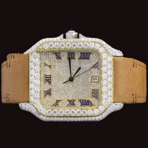 Hot Selling Luxury Fashion 925 <b>Sterling</b> <b>Silver</b> <b>Watch</b> Square Glass Cut Moissanite Diamond Quartz Limited Edition Perfect Gift - Product Image 2