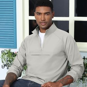 <b>Men's</b> Casual Quarter Zip <b>Pullover</b>-Athletic Windbreaker Lightweight Jackets Hiking Golf for <b>Men</b> Mock Neck with Pockets - Product Image 2