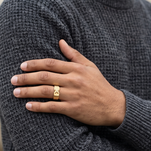 DIVYORO 22k Gold Plated Textured <b>X</b> Band Men's Classic Ring - Product Image 3