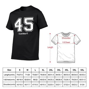 เสื้อยืดแขนสั้นสีดำสำหรับผู้ชายคลับเมดพิมพ์ลายหมายเลข 45 ทรงปกติ เสื้อเจอร์ซีย์ลำลอง คอโอ ผ้าฝ้าย 100% น้ำหนักเบา - Product Image 3