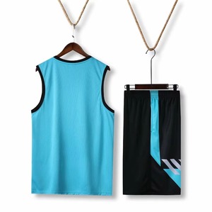 ชุดเสื้อบาสเก็ตบอลชาย เสื้อกล้ามแขนกุด สีดำ สีน้ำเงิน ผ้าตาข่าย ระบายอากาศได้ดี แห้งเร็ว ทรงปกติ ชุดกีฬาสำหรับผู้ใหญ่ - Product Image 4