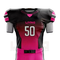 Ensemble d'uniformes de football américain unisexe personnalisés par sublimation, ajustés, 50 couleurs dégradées rose-noir, anti-humidité, 100 % polyester