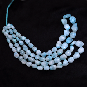 AAA+ Larimar 10mm-15mm Oval Tumbled <b>Beads</b> Natural Larimar Smooth Nuggets Semi Precious Gemstone <b>Loose</b> <b>Beads</b> For Jewelry Making - Product Image 2