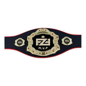 M.V.P. Cinturón de Campeonato con Detalles en Oro y Cuero Negro de Primera Calidad, Personalizable, para Deportes y Eventos - Product Image 1