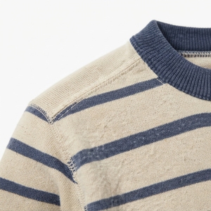 OEM Custom <b>Mens</b> Vintage <b>Striped</b> Print Heavyweight Jacquard Knit Breathable <b>Long</b> <b>Sleeve</b> Crewneck T-<b>Shirt</b> 100% Acrylic Regular Fit - Product Image 4