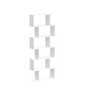Librería Modular Moderna de Madera Blanca con 6 Estantes, Almacenamiento Multifuncional para Sala de Estar, Oficina en Casa, Biblioteca - Product Image 4