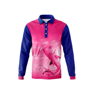 เสื้อโปโลแขนยาวสำหรับผู้ชาย ลายปลากระพงแดง พิมพ์ลายแบบ Sublimation ป้องกันรังสียูวี UPF 50 ผลิตจากโพลีเอสเตอร์ 100% - Product Image 2