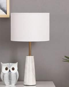 Lámpara de noche, lámpara con base dorada, lámpara con pantalla blanca, lámpara de escritorio, lámpara de mesa de estudio, iluminación decorativa para el hogar - Product Image 6