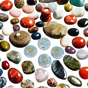 Ensemble de Reiki en quartz cristal de forme ovale, agate sculptée, gravure de chakra Feng Shui, artisanat en pierres semi-précieuses, guérison métaphysique - Product Image 1