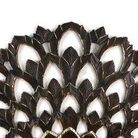 Tête de lit en bois sculpté artisanal Smart Art, motif lotus et demi-lune, style balinais, réglable en hauteur, éclairée, style artisanal pour appartement, à suspendre au mur