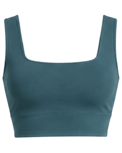 Ensemble de vêtements de sport pour femme bleu sarcelle personnalisé par le fabricant, avec soutien-gorge de sport sans bretelles et leggings évasés taille haute coupe cloche coupe-vent - Product Image 4