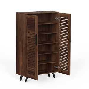 Meuble à chaussures Carlem à 2 portes, design haut, 6 étagères fermées, organiseur pour 24 paires de pantoufles ou de chaussures - Product Image 2