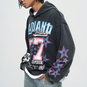 Sweat à capuche personnalisé OEM pour homme, épais et lourd, avec impression graphique sérigraphiée, coupe courte, idéal pour l'hiver - Product Image 6