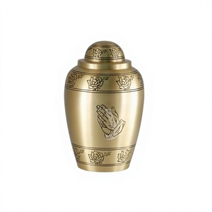 Urnes funéraires en bronze et laiton gravées à la main pour cendres humaines, avec sac en velours offert - Product Image 1