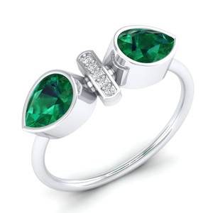 Anillos de Compromiso REYES con Diseño Nuevo en Oro Sólido de 14K y Moissanita, Anillos de Boda con Esmeralda de Diseño Clásico, Joyería de Regalo, Superventas - Product Image 1