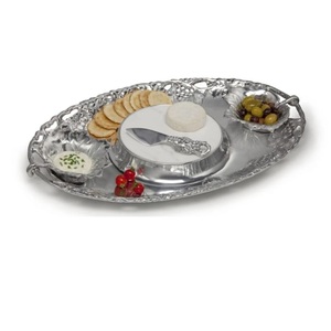 Standard Quality Food Server Metal Tray Unique Style Nickel Finishing Dinner <b>Table</b> Decor Serving Tray Supply By India - Product Image 5