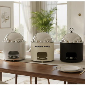 ชุดอุ่นอาหารโลหะสามชิ้น ดีไซน์สั่งทำพิเศษ หรูหรา ใหม่ เหมาะสำหรับงานแต่งงานและงานอีเว้นท์ บุฟเฟ่ต์ - Product Image 2