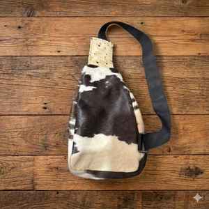 Sac de poitrine vintage en cuir de vachette unisexe, sac à bandoulière décontracté, sac de voyage portable, fermeture éclair tendance LHCB-0006 - Product Image 2