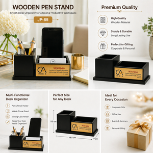 Wooden Mobile Stand Pen Holder Table <b>Top</b> Desk Organizer-Promotional Office Products Personalized for Valentine's Day Christmas - Product Image 2