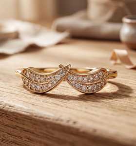 Bague de fiançailles en or massif 10K 14K 18K avec serti en forme de feuille, diamant de laboratoire taille ronde 0,12 ct, couleur E, clarté VVS - Product Image 2