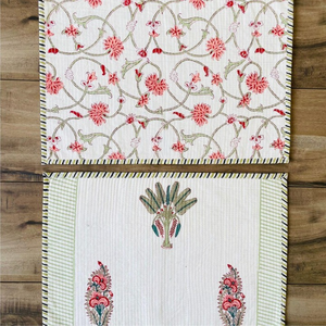 Hand Block Printed Cotton <b>Placemat</b> Set Handcrafted Floral Quilted <b>Placemats</b> With Napkins - Product Image 1