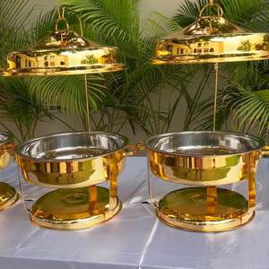 Handcrafted Brass Chafing Dish with Lid <b>Frame</b> and Base Stand Elegant Food Warmer Hotel Buffet Catering Wedding and Event Display - Product Image 3