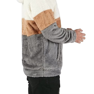 <b>Men's</b> Color Block Hooded Fleece Sweatshirt Casual Winter Wear Pocket Design Regular Fit Gray Beige Brown - Product Image 6
