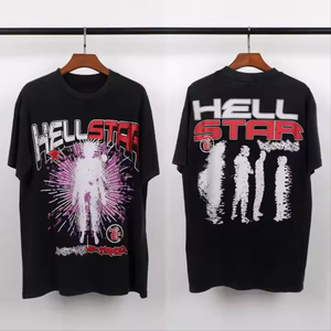 เสื้อยืดคอกลมแขนสั้นสีดำสำหรับผู้ชาย พิมพ์ลายด้านหน้า สไตล์สตรีท ผ้าเจอร์ซีย์ถัก ทรงปกติ ผ้าโพลีเอสเตอร์ 100% - Product Image 3