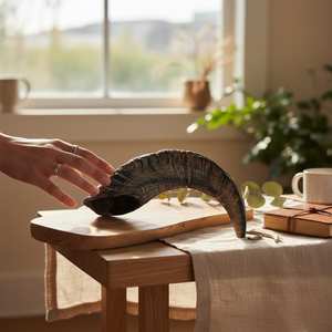 Cuerno de Shofar Grande Auténtico, Estilo Yemení, Kosher, Cuerno de Carnero, Judaica, Forma Natural Negra, Artículo Decorativo - Product Image 5