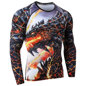 เสื้อแรชการ์ดแขนยาวผู้ชาย พิมพ์ลายกราฟิก ป้องกันรังสียูวี แห้งเร็ว รับผลิตแบบ OEM พร้อมสกรีนแบรนด์ - Product Image 4