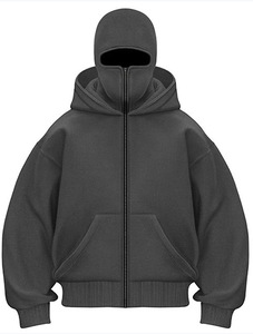Sudadera con capucha extragrande gris claro unisex, de color sólido, con cremallera completa, informal, de manga larga. - Product Image 4
