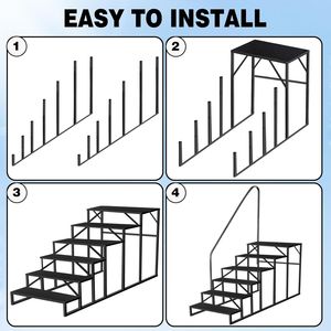 Escalier de piscine robuste à 6 marches pour piscines hors sol et spas, avec mains courantes, en plastique durable - Product Image 4