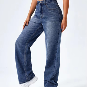 New Custom OEM Men's High-<b>Waist</b> Pencil Pants Breathable Coated Woven Denim <b>Jeans</b> Summer 100% Cotton with Medium Wash - Product Image 2