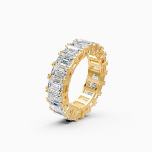 Bague éternelle luxueuse en or jaune, blanc et rose 9 carats avec diamant de laboratoire de 8,35 carats taille émeraude raffinée - Product Image 3