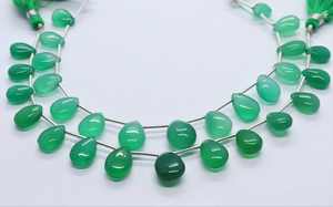 Perles d'onyx vert naturel lisses en forme de poire 8x12 mm, onyx briolette 7 pouces, perles d'onyx vert lisses en forme de poire pour la création de bijoux - Product Image 4