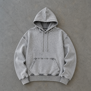 Sweat à capuche noir délavé, style vintage, essentiel streetwear, en molleton, coupe classique, décontracté au quotidien, moderne et urbain - Product Image 2