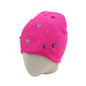 Cute Rhinestone <b>Beanie</b> Hat For Adults Unisex Winter Warm Knitted Cap With Dot Pattern In <b>Yellow</b> Black Pink Colors - Product Image 3
