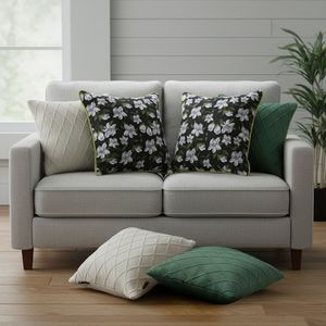 SOGA Ensemble de 6 taies d'oreiller décoratives, motif floral noir avec bordure verte, tricot côtelé crème, vert forêt, modèle D0100X3WKU6 - Product Image 3